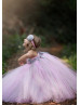 Pink Gray Tulle Tutu Flower Girl Dress